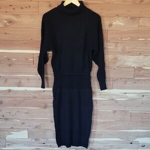 Christina Grant Black Long Sleeve Knit Slouch Dress, Size M, Knit